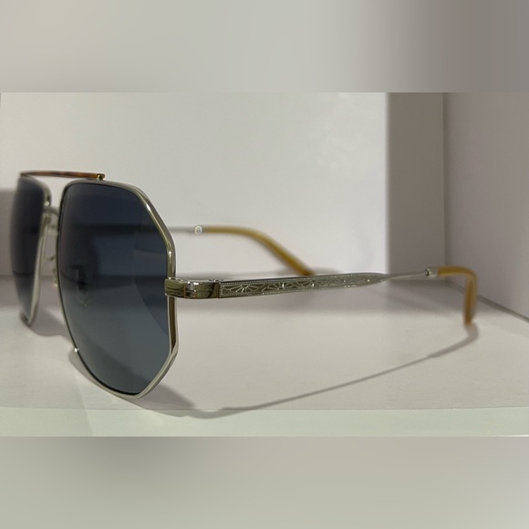 Stylish Silver Sunglasses with Blue Lenses - Picture 2 of 5